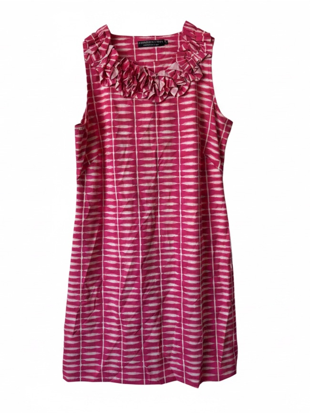 Katherine Way Pink Striped Ruffle Neck Women’s Dress
